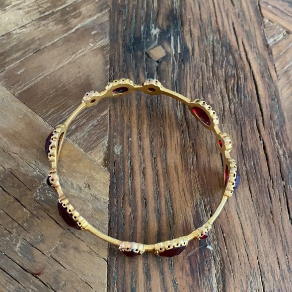 Gold bracelet w ruby color stones - Picture 2 of 3